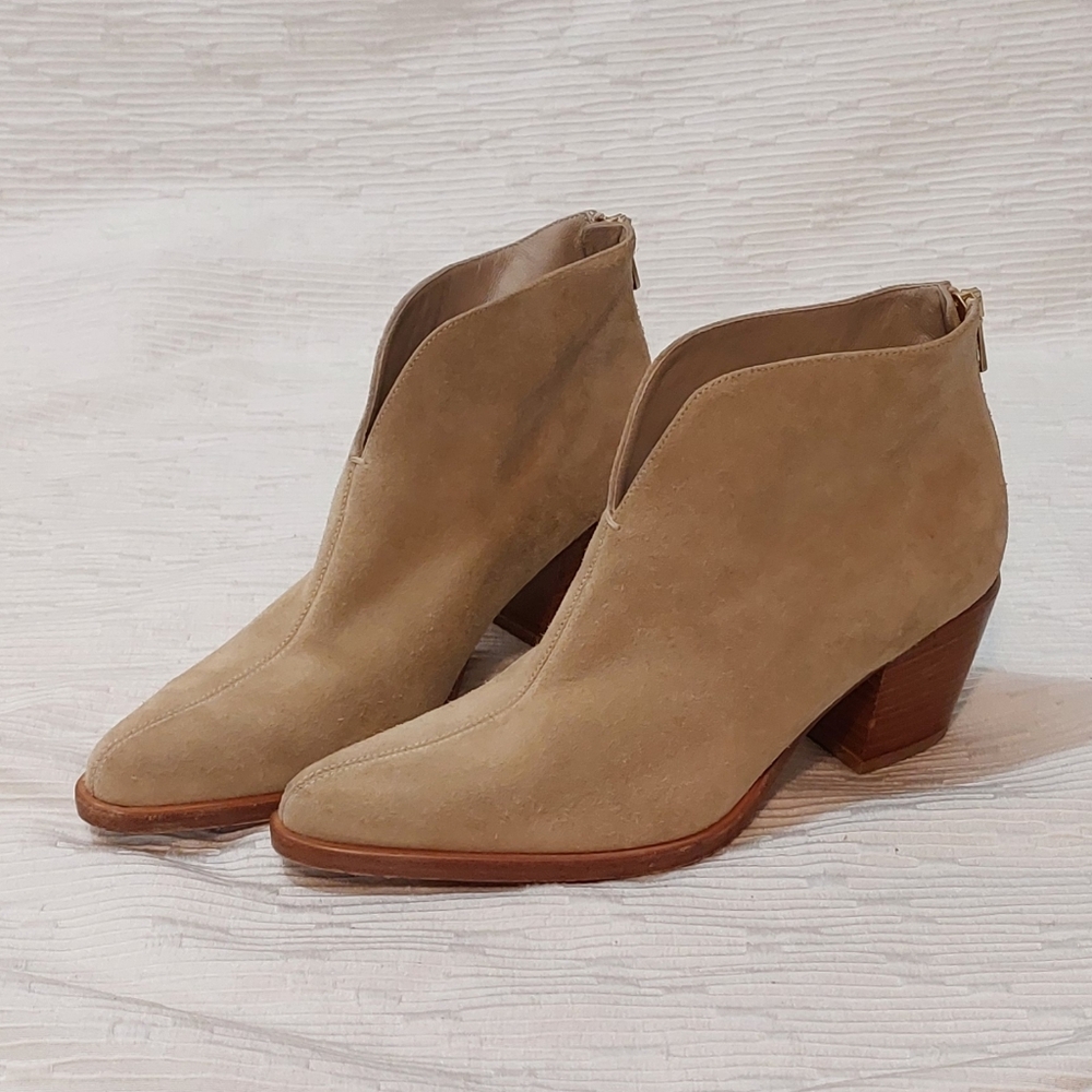 Vince Taupe Suede Ankle Booties Size 7.5